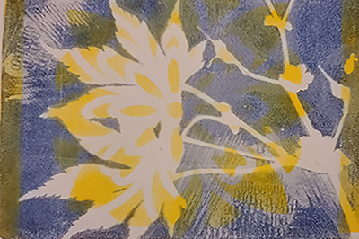 Example of Gelli Printing, one of the methods we'll be using in our pilot project with Fibro Friends